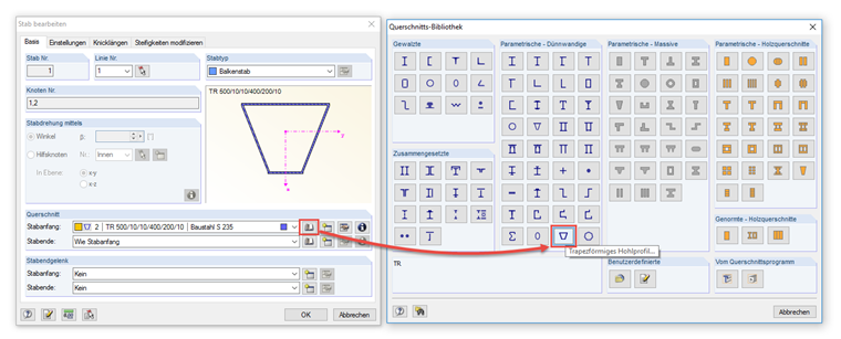 Trapezförmiges Hohlprofil