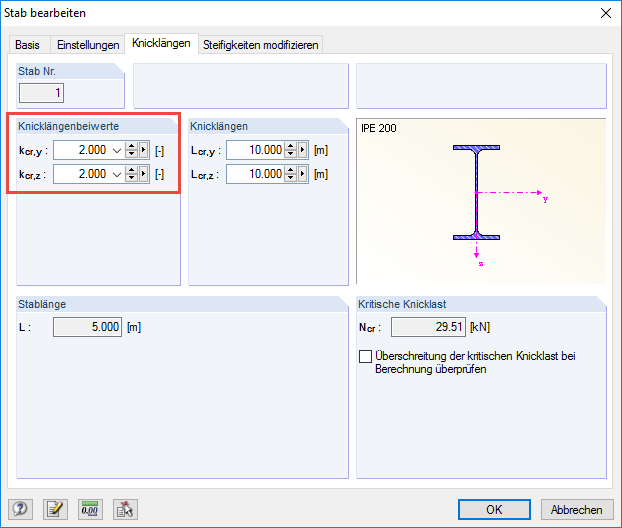 Anpassung der Knicklängenbeiwerte