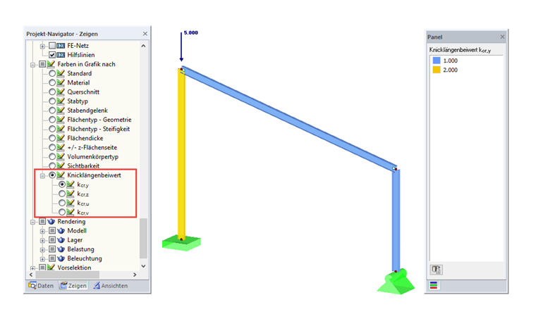 Farben in Grafik nach Knicklängenbeiwert