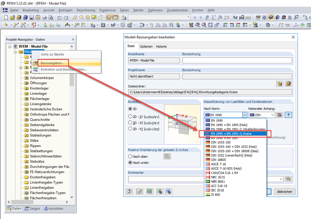 Basisangaben des Modells