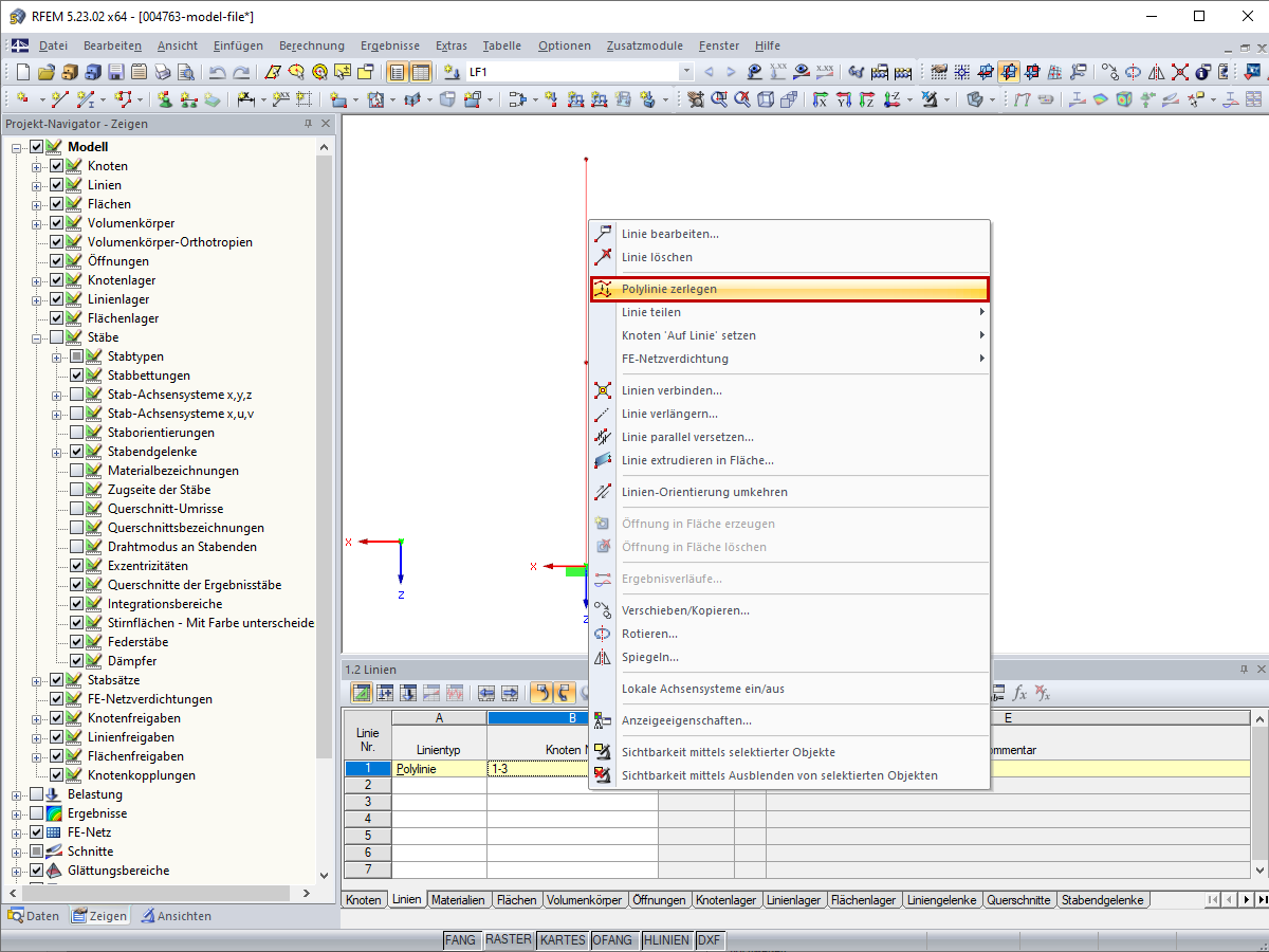 Funktion "Polylinie zerlegen"