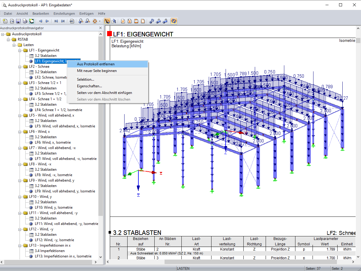 Grafik über Ausdruckprotokollnavigator aus Protokoll entfernen