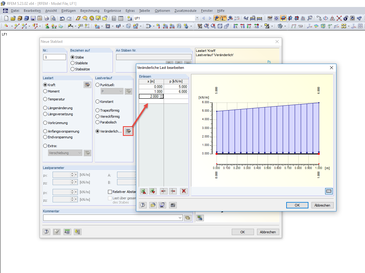 Veränderliche Stablast bearbeiten