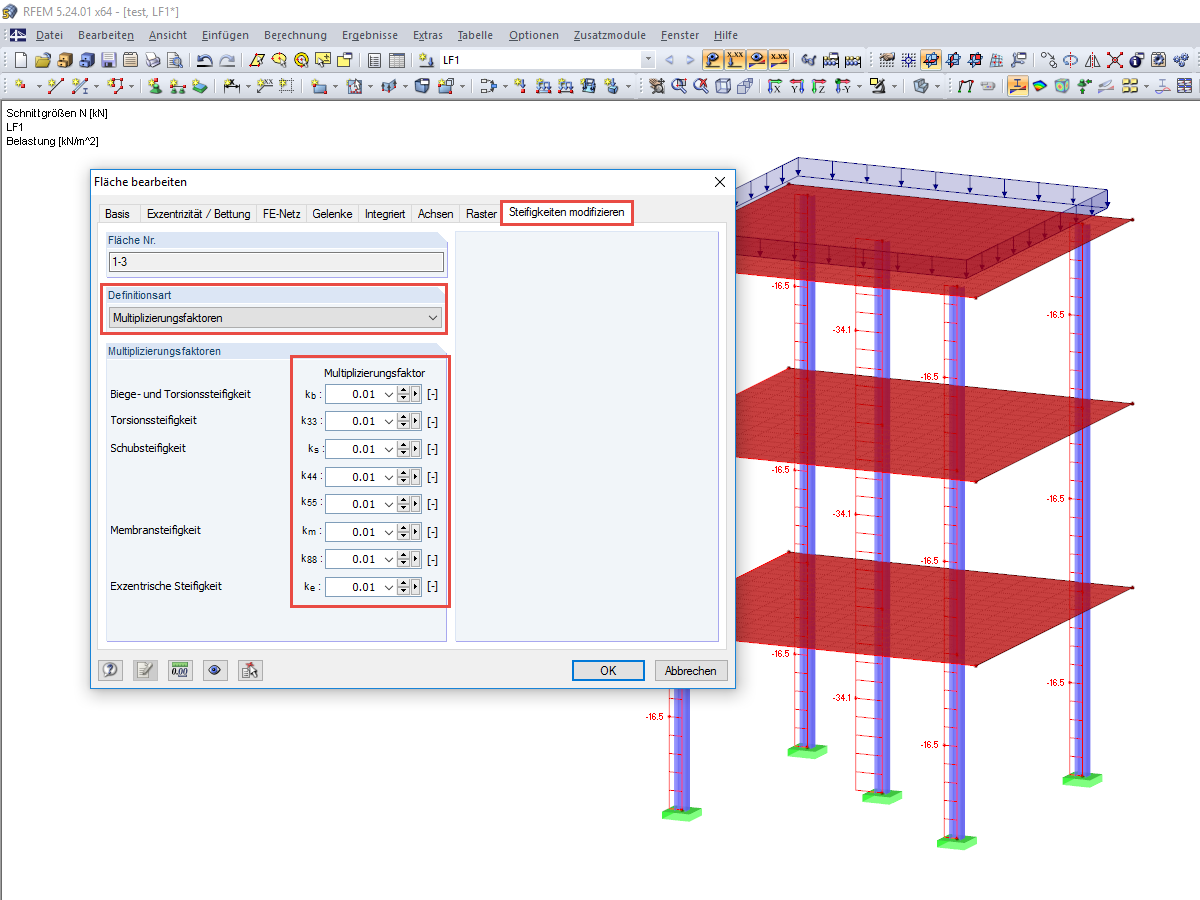 Steifigkeiten modifizieren
