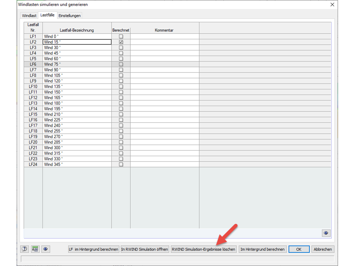 Löschen der RWIND Simulation Ergebnisse