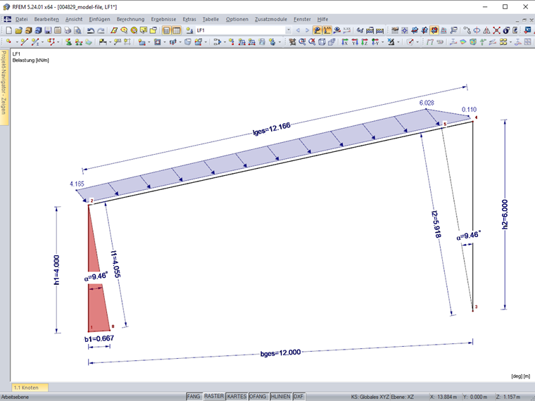Generierte Stablast aus Flächenlast