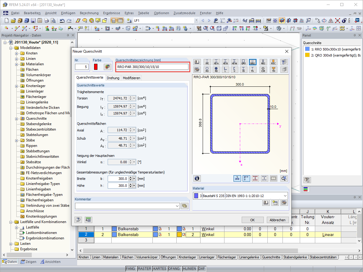 Parametrischer Querschnitt