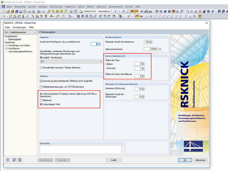 Optionen und interne Stabteilung in RSKNICK