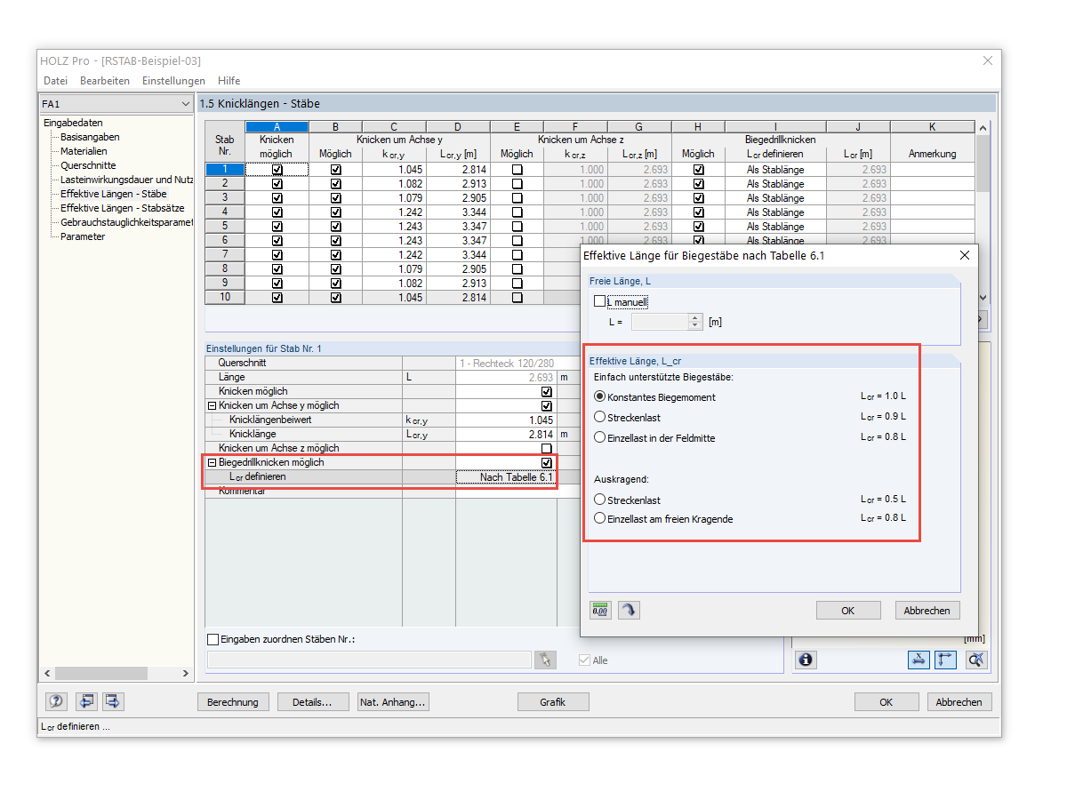 Anpassen der effektiven Länge