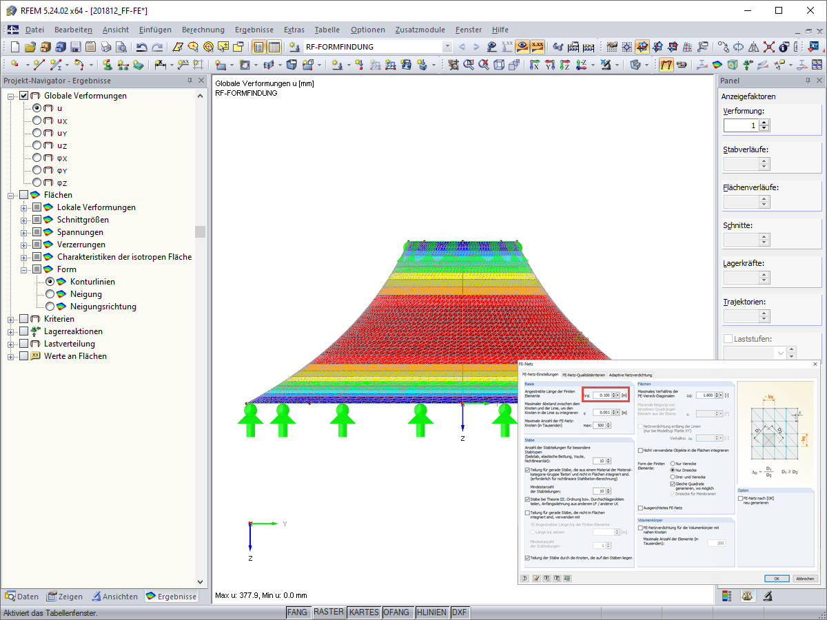 Formfindung FE-Netz 0,1 m