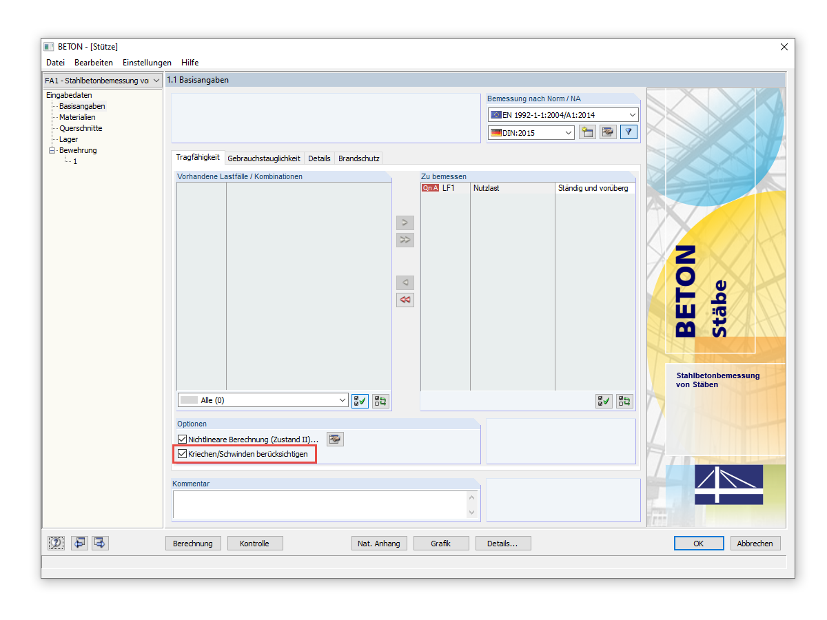 Kriechen & Schwinden berücksichtigen