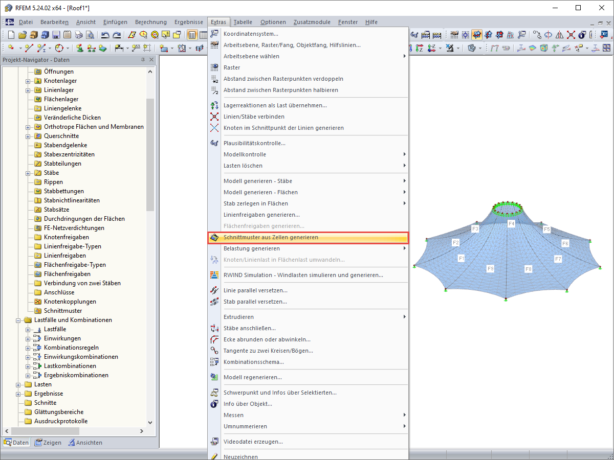 Schnittmuster aus Zellen generieren