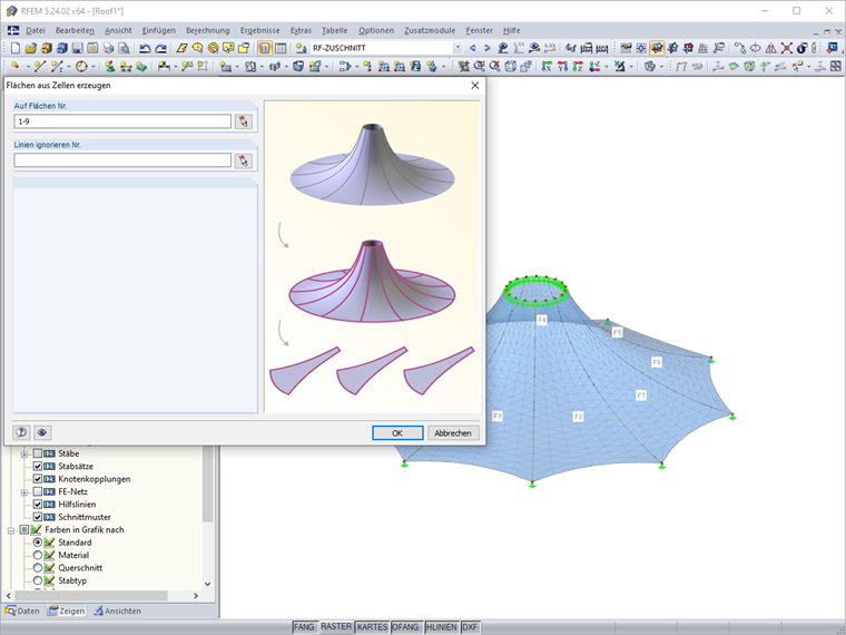 Einstellungen - Schnittmuster aus Zellen generieren