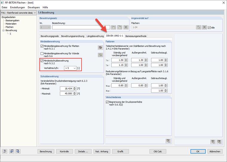 Maske 1.4 - DIN EN 1992-1-1: Mindestschubbewehrung