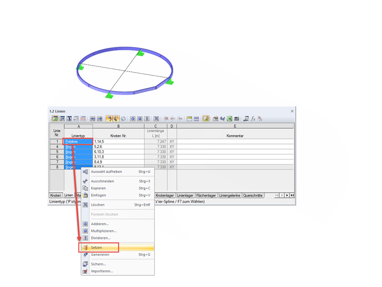 Linientyp aller selektierten Linien ändern