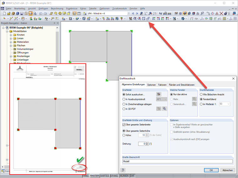 Perspektivische Ansicht deaktiviert - Maßstab wird angezeigt