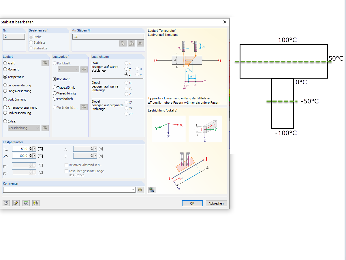 Temperaturen im Bauteil - Rippe