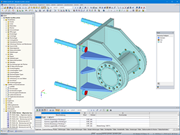 3D-Modell eines Drehzapfens mit Volumenelementen in RFEM (© AGICEA)