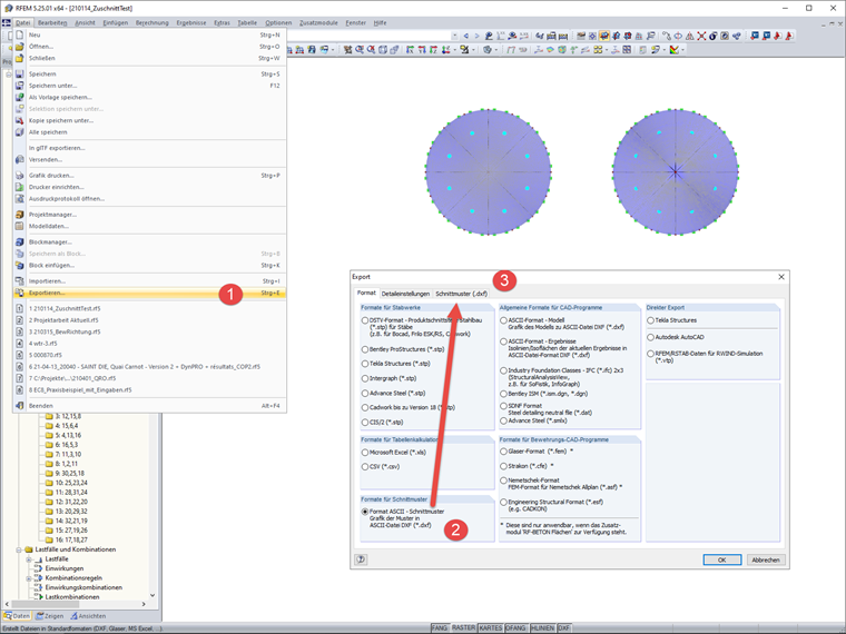 RFEM Export - Format für Schnittmuster