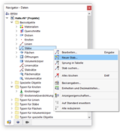Kontextmenü für 'Stäbe'
