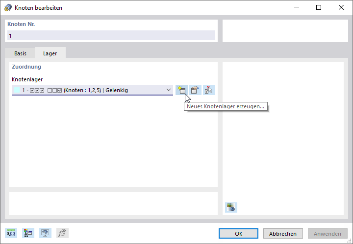 Schaltfläche zum Erzeugen eines neuen Typs