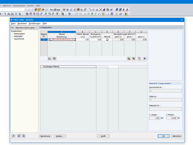 Nichtrostender Stahl im RF/-STAHL Zusatzmodul