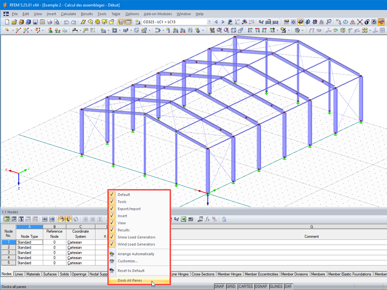 Kontextmenü zur Anzeige des verschobenen Projekt-Navigators