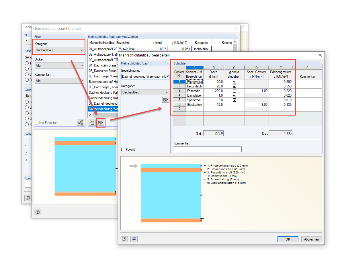 Last aus Mehrschichtaufbau bearbeiten