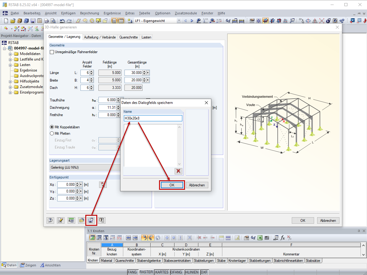 Dialogeingaben des Modellgenerierers als Muster speichern