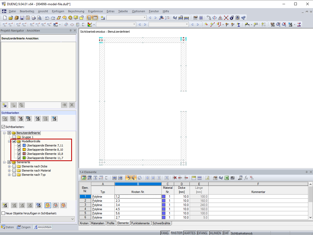 Von Modellkontrolle erzeugte Sichtbarkeiten