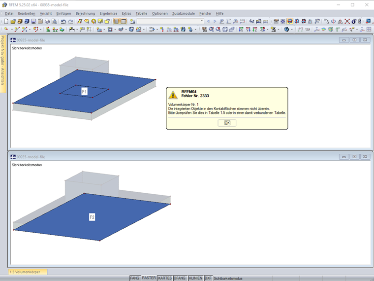 Fehlermeldung "Die integrierten Objekte in den Kontaktflächen stimmen nicht überein."