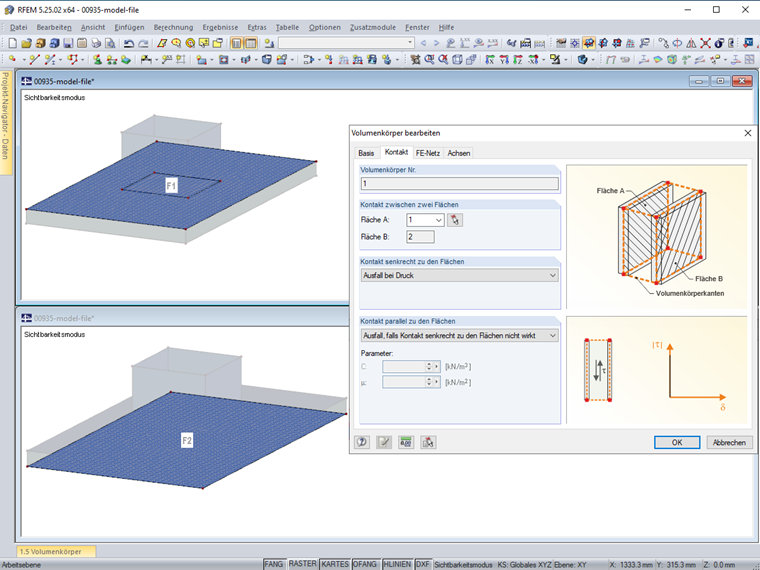 Kontaktfläche A gleich Kontaktfläche F1
