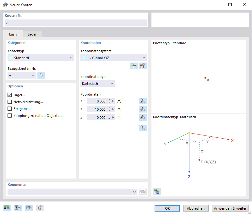 Dialog 'Neuer Knoten'