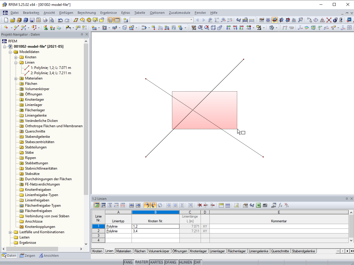 Knoten im Schnittpunkt der Linien generieren