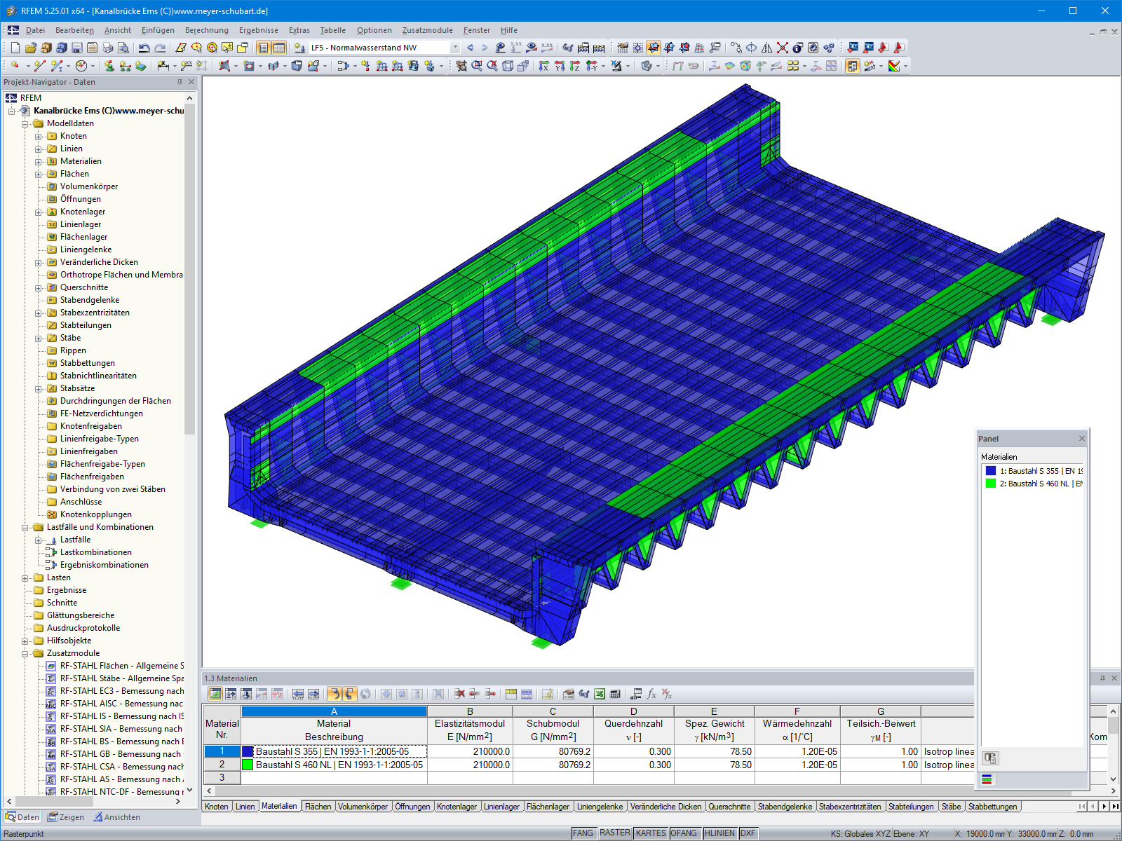 3D-Modell der Trogbrücke in RFEM (© Meyer + Schubart VBI)