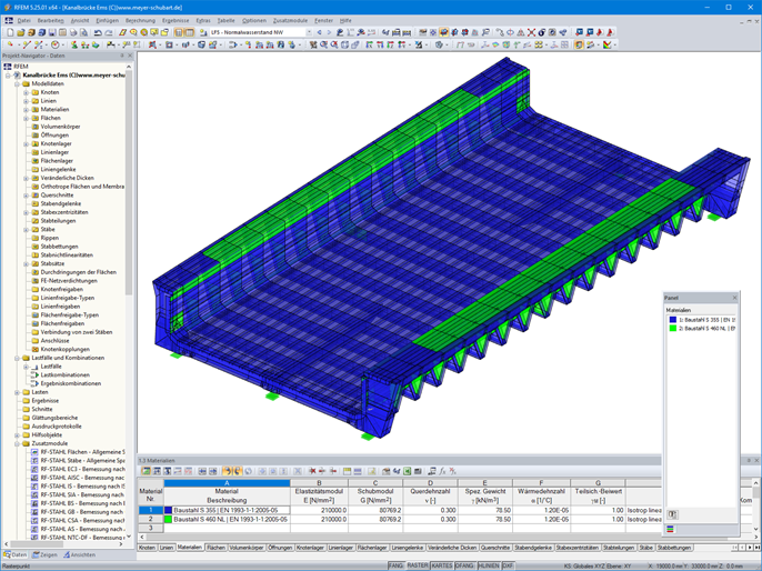 3D-Modell der Trogbrücke in RFEM (© Meyer + Schubart VBI)