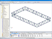 RSTAB-Modell der ca. 10 m hohen Fassadenfachwerke aus Stahl (© Gruner AG)
