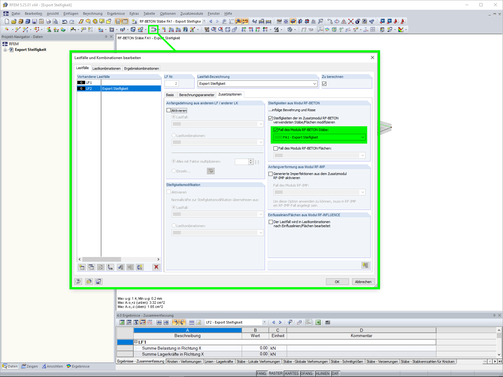 Import der Steifigkeit