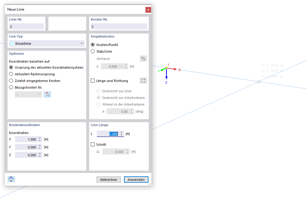 Linie grafisch setzen