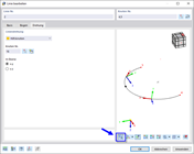 Liniendrehung über Hilfsknoten mit Darstellung der Linienachsen