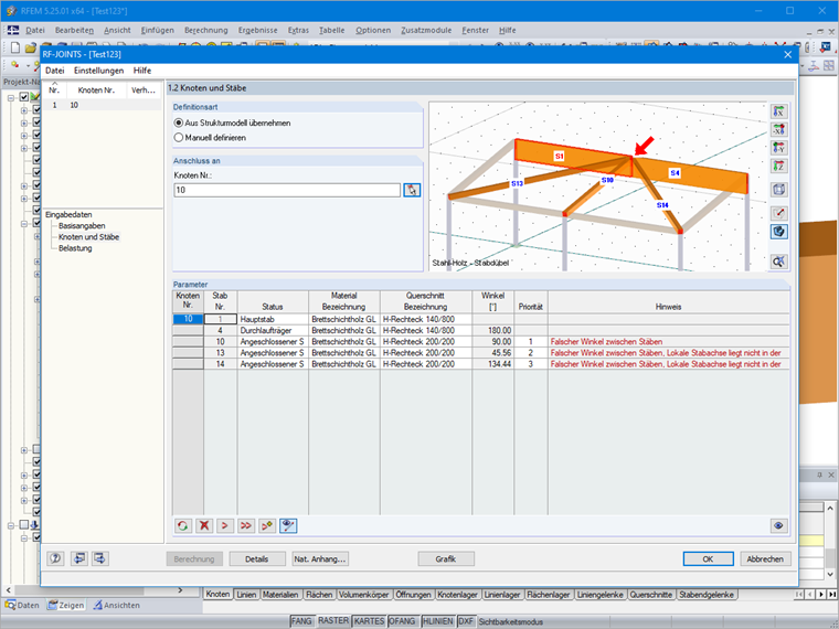 Fehlermeldung in RF-/JOINTS