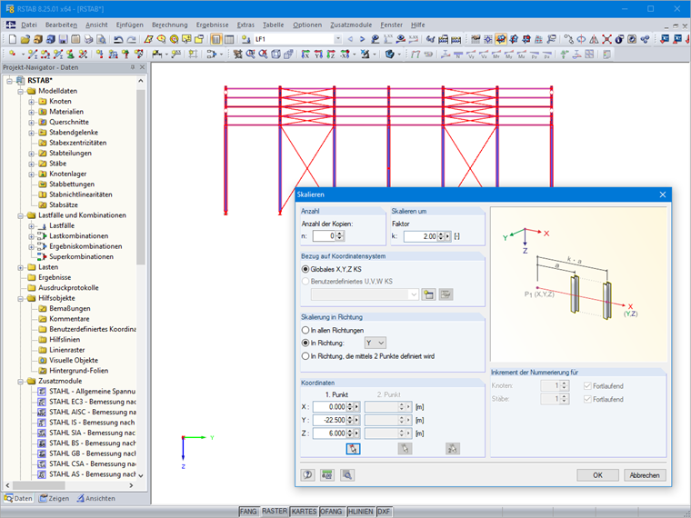 Skalieren von Stäben