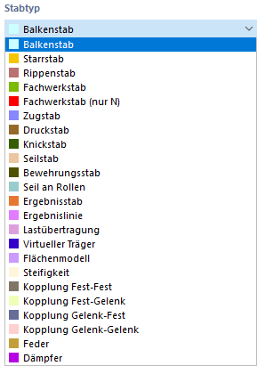 Stabtyp auswählen
