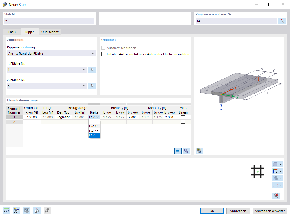 Neue Rippe definieren