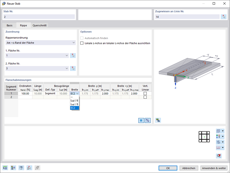 Neue Rippe definieren