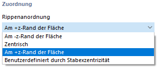 Rippenanordnung auswählen