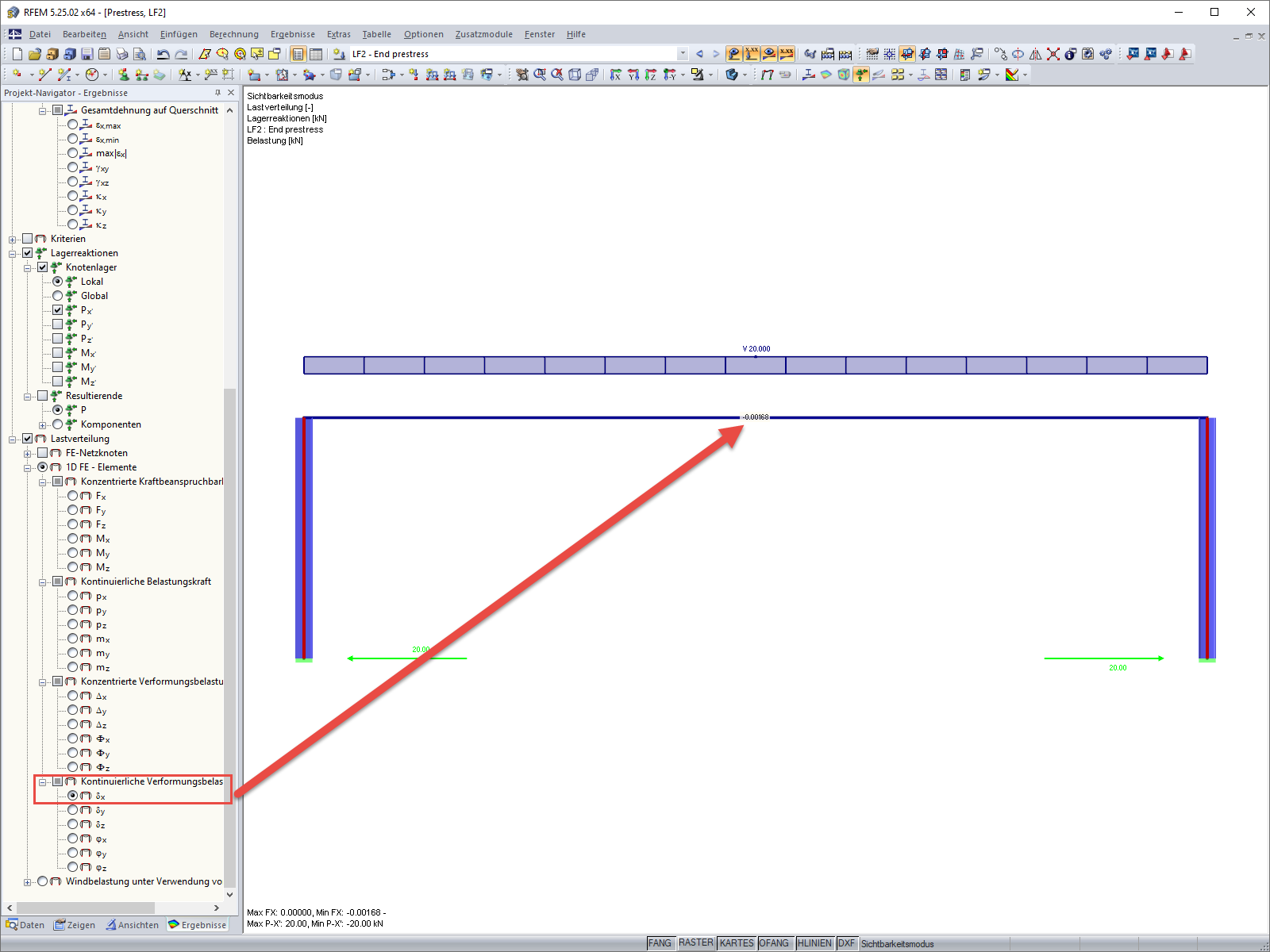 FAQ 005013 | Kann ich mir die Last anzeigen lassen, die bei der Lastart Endvorspannung auf den Stab iterativ aufgebracht wird?