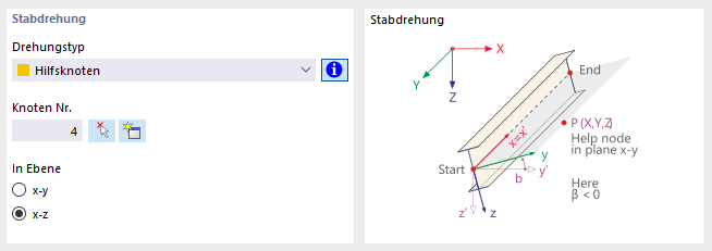 Stabdrehung über Hilfsknoten definieren