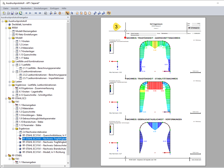 Separate Darstellung der Nachweiskomponenten