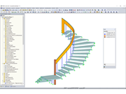 3D-Modell der Treppe aus verschiedenen Materialien (Holz, Stahl, Glas) in RFEM (© YLEx)